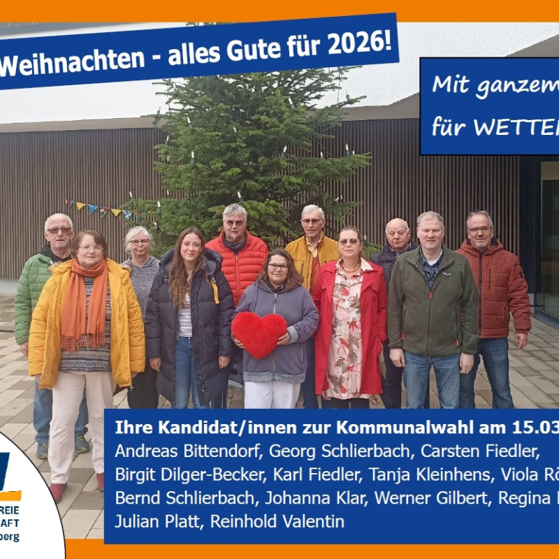 Frohe Weihnachten wünschen die Kandidat/innen zur Kommunalwahl am 15.03.2026