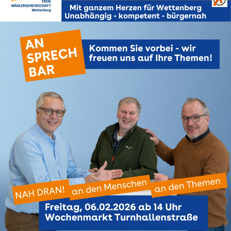 Kommt zur FWG-AnSprechBar am Wochenende 6./7. Februar 2026!