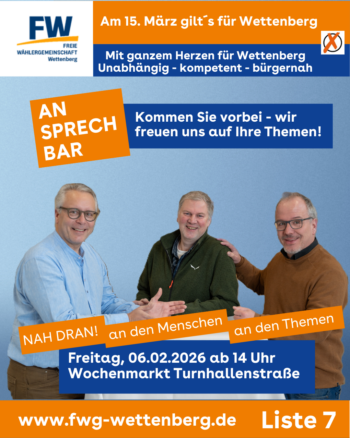 Kommt zur FWG-AnSprechBar am Wochenende 6./7. Februar 2026!